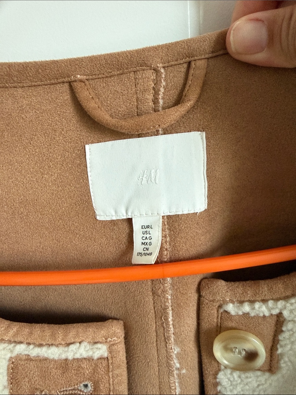 Cream Sherpa Jacket with Brown Trim - Women's Cozy Coat - Picture 2 of 3